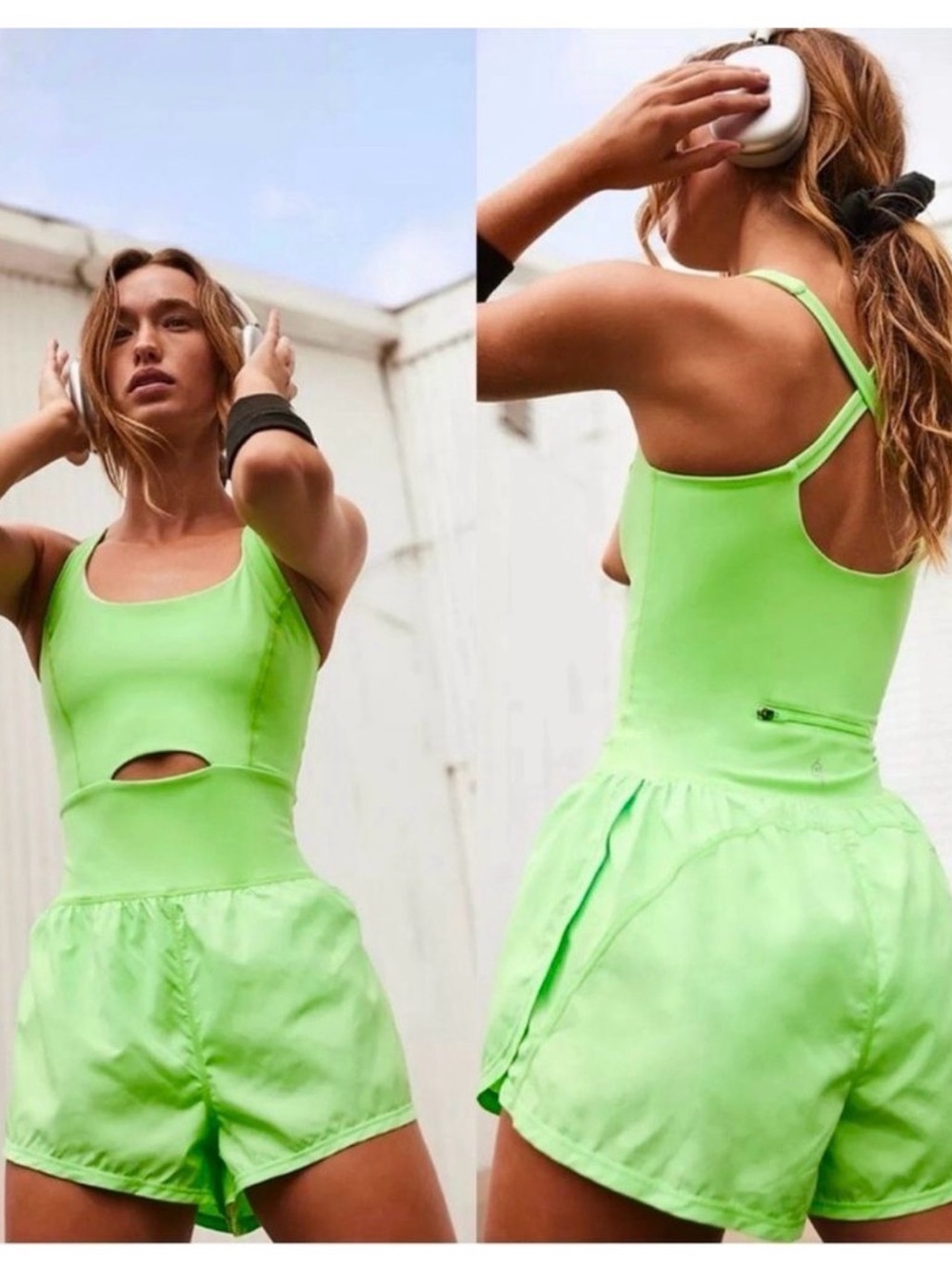 FP Movement by Free People Neon Lime Green Active Romper